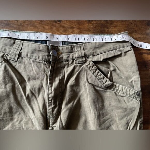COLUMBIA men’s green cotton cargo zipper pocket outdoor pants size 34W - Picture 6 of 10